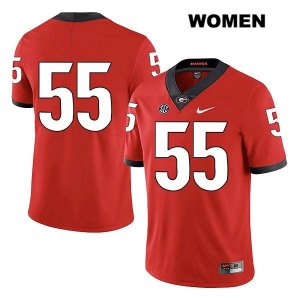 Women's Georgia Bulldogs NCAA #55 Trey Hill Nike Stitched Red Legend Authentic No Name College Football Jersey DNH6854RW